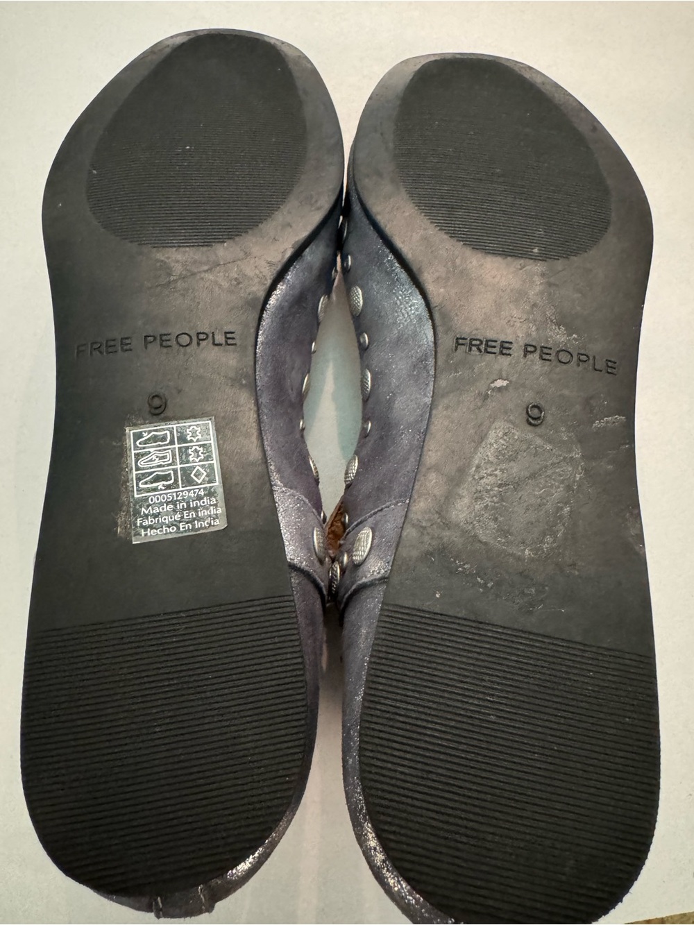 Free People Mystic Mary Jane Jean flat silver studded grey metallic size 9 - Picture 8 of 8